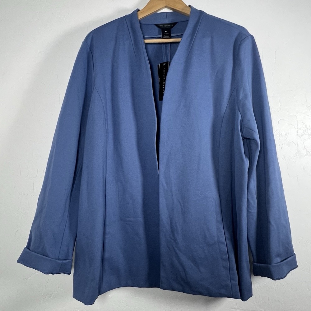 Investments Open Front Jacket Women's Plus Size XL Blue Career Professional